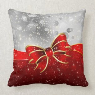 Coussin Parties scintillant D'Argent Et Boule Rouge De Noë