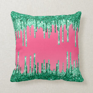 Coussin Parties scintillant de la pastèque rose et verte 