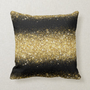 Coussin Parties scintillant de luxe en or noir