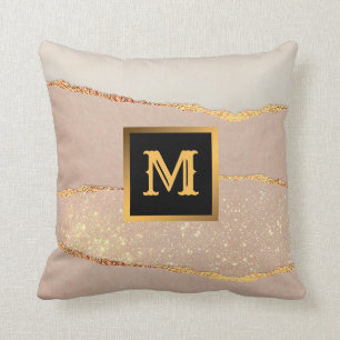 Coussin Parties scintillant de luxe Rose or Monogramme