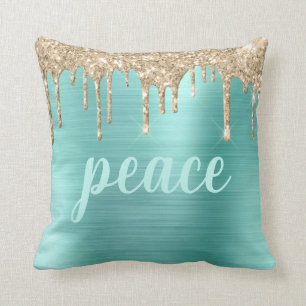 Coussin Parties scintillant de Noël Dripting Turquoise Typ