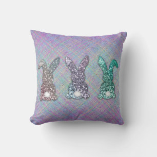 Coussin Parties scintillant De Pâques Pastel Glam Bunnies
