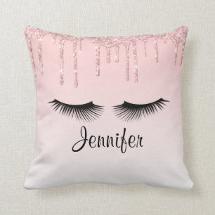 Coussin Parties scintillant de séchage rose moderne et cil