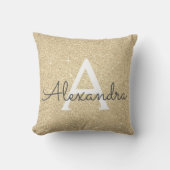 Coussin Parties scintillant d'étincelle d'or Nom et initia (Recto)