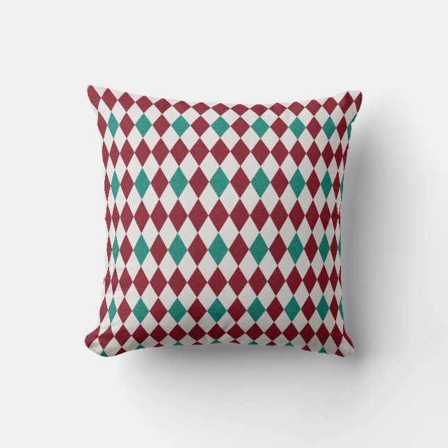 Coussin Parties scintillant Diamant Rouge et Bleu (Recto)
