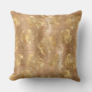 Coussin Parties scintillant d'or élégant Tropical Jungle F