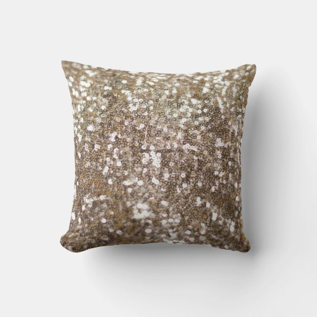 Coussin Parties scintillant d'or étincelant Glam Girly bri (Recto)