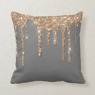 Coussin *~* Parties scintillant d'or gouttes grises