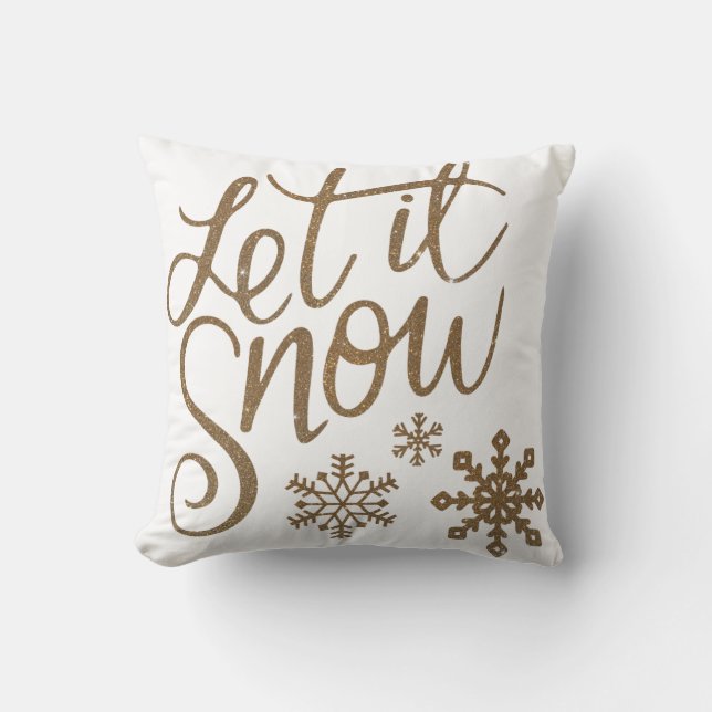 Coussin  Parties scintillant d'or Laisser la neige Calligr (Recto)