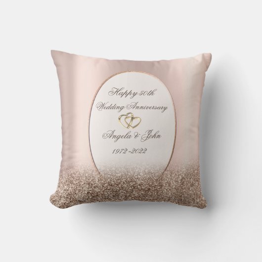 Coussin Parties scintillant d'or Rose de cadre de coeur 50 (Recto)