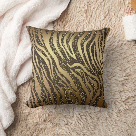 Coussin Parties scintillant d'or Sparkle Zebra Jungle Safa (Couverture)