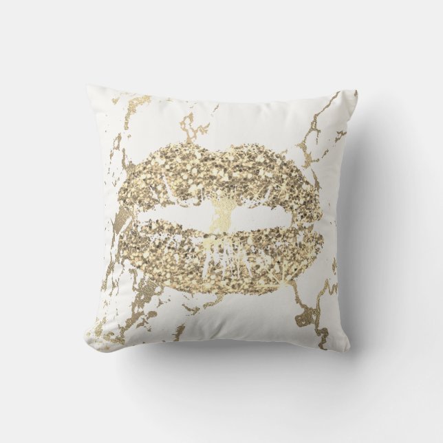 Coussin Parties scintillant d'or Strokes Marbre blanc de m (Recto)