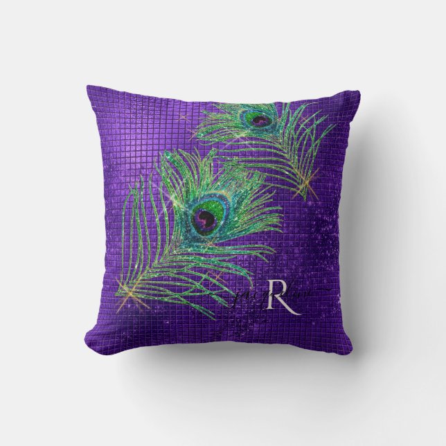 Coussin Parties scintillant d'or violet Fille de Peacock m (Recto)