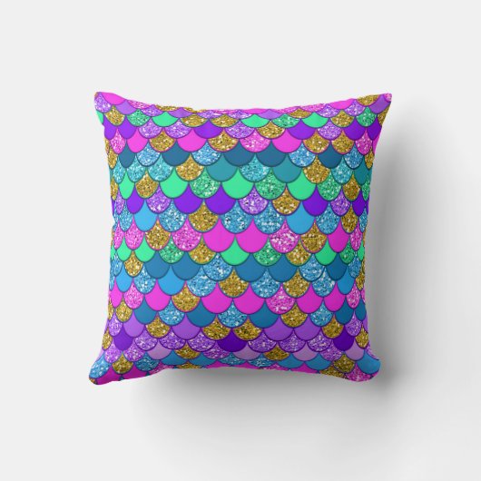 Coussin Parties scintillant - Échelles de sirènes multicol (Verso)
