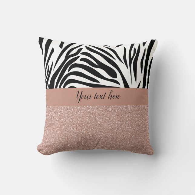 Coussin Parties scintillant en or Faux Rose avec Zebra Pri (Recto)