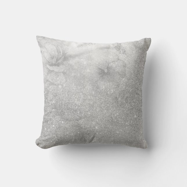 Coussin *~* Parties scintillant florale Gris d'aquarelle n (Recto)