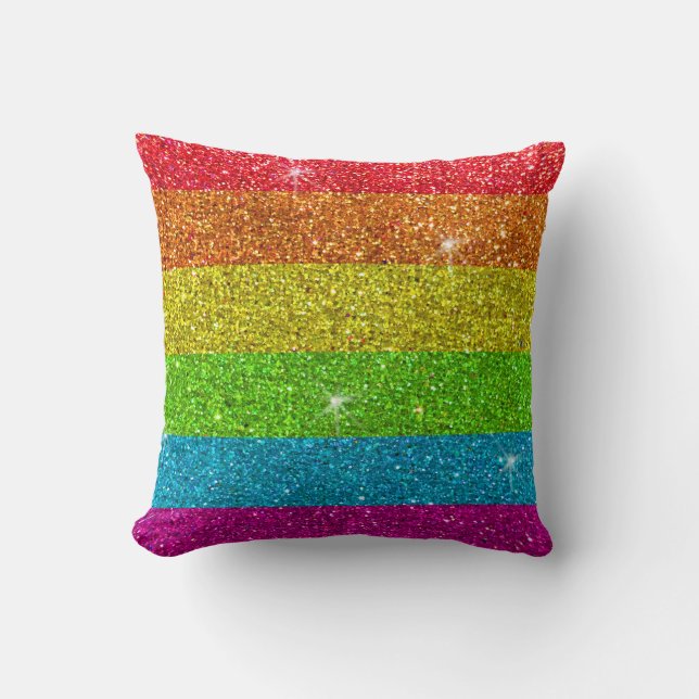 Coussin Parties scintillant gay pride Rainbow Stripes LGBT (Recto)
