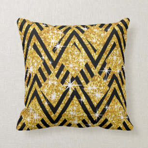 Coussin Parties scintillant Geo Chevron Bling  or