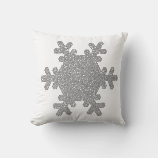 Coussin Parties scintillant gris argent Flocon de neige Mo (Recto)