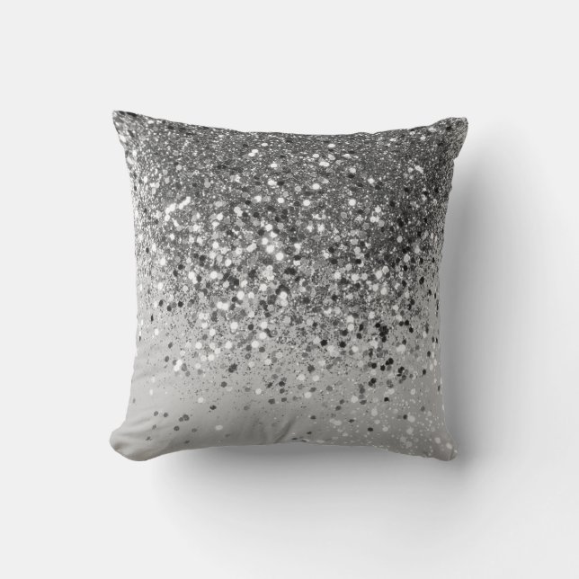 Coussin Parties scintillant gris argenté no 1 (Recto)