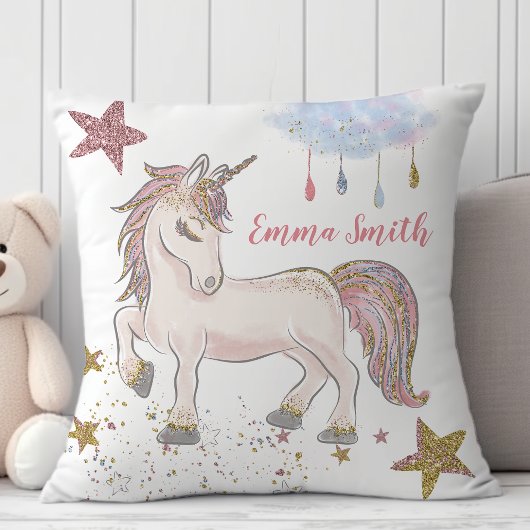 Coussin Parties scintillant magique Unicorn Stars Nom du m