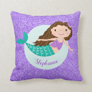 Coussin Parties scintillant mauve de sirène personnalisé