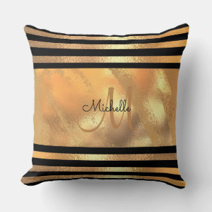 Coussin Parties scintillant métal brossé or Monogramme Nom