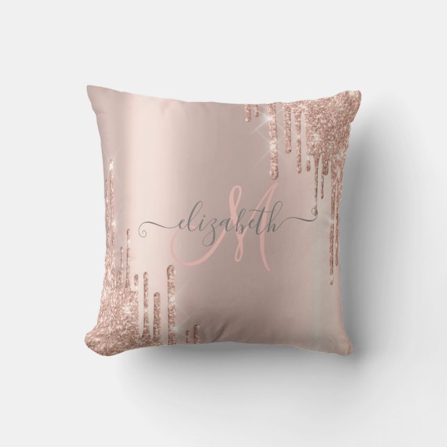 Coussin Parties scintillant modernes Rose Monogramme or  (Recto)