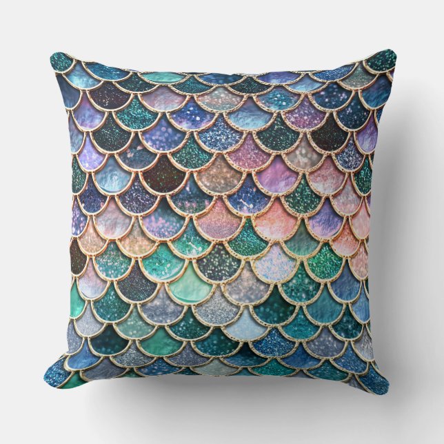Coussin Parties scintillant multicolore de luxe Mermaid (Recto)