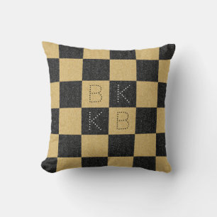 Coussin Parties scintillant Noir Or À damiers Motif Chic M