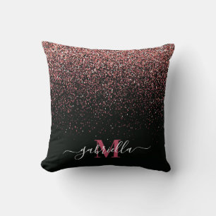 Coussin Parties scintillant noire et rose