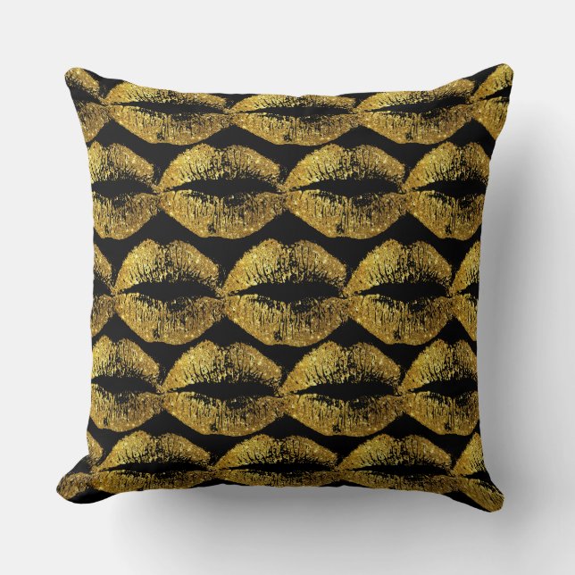 Coussin Parties scintillant or lèvres #2 (Recto)