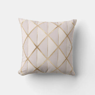 Coussin Parties scintillant or, motif rhombus géométrique.