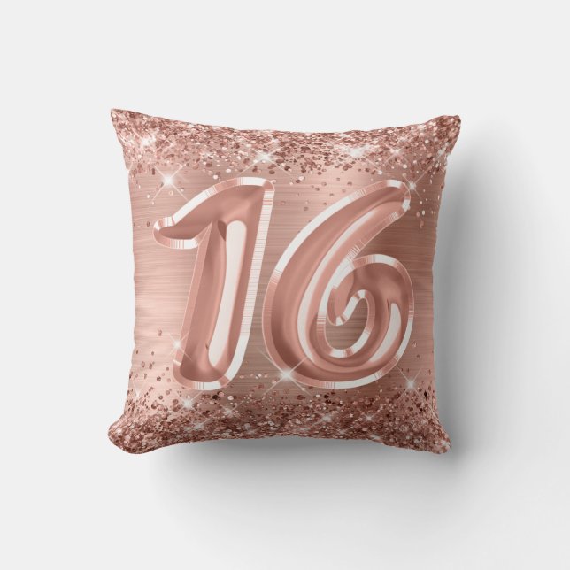 Coussin Parties scintillant or Rose et Foil Sweet 16 (Recto)
