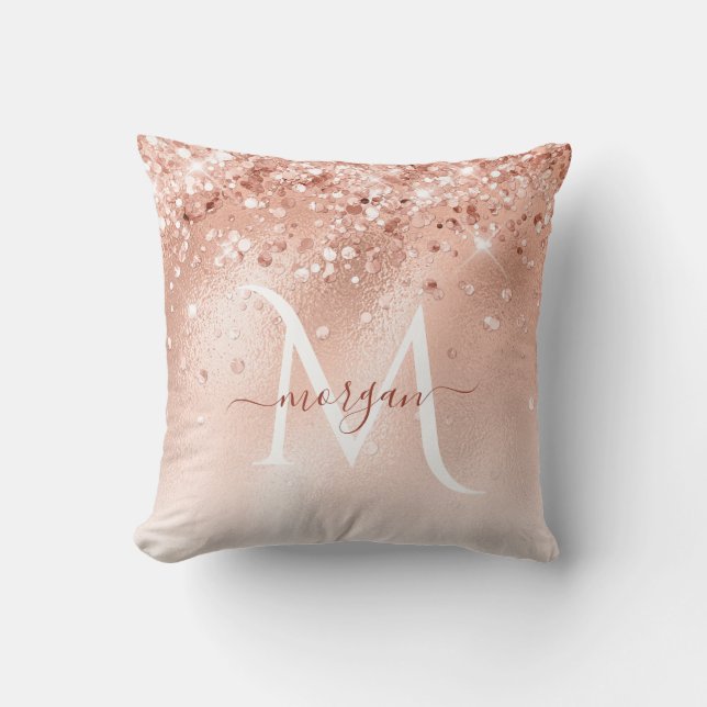 Coussin Parties scintillant Peach Rose or Monogramme (Recto)