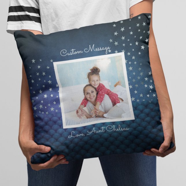 Coussin Parties scintillant photo de la tante de la nièce  (Niece Aunt Photo Glitter Stars Cute Girl Throw Pillow
)