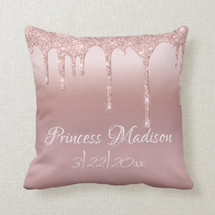 Coussin Parties scintillant princesse rose Élégante Typogr