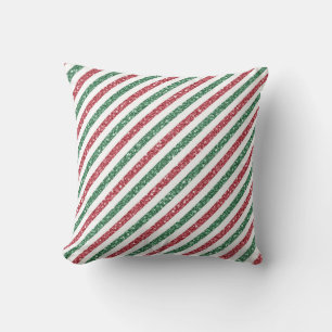 Coussin Parties scintillant Red Green Stripes