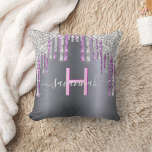 Coussin Parties scintillant rose argent violet brillant no