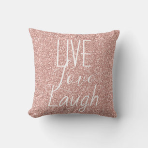 Coussin Parties scintillant Rose Live Amour Rire Motivatio