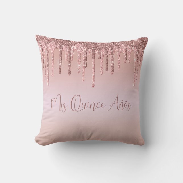 Coussin Parties scintillant Rose or de Quinceañera (Recto)