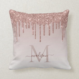 Coussin Parties scintillant rose Rose or gouttes de glam M