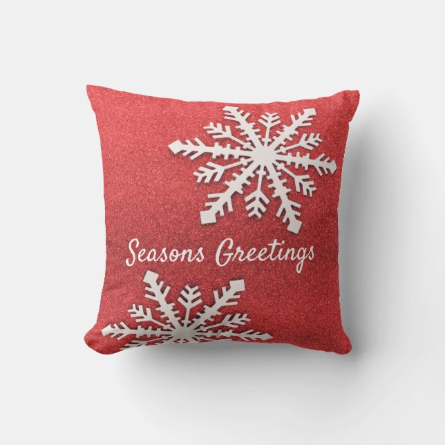 Coussin Parties scintillant Rouge avec Flambeau de neige b (Recto)