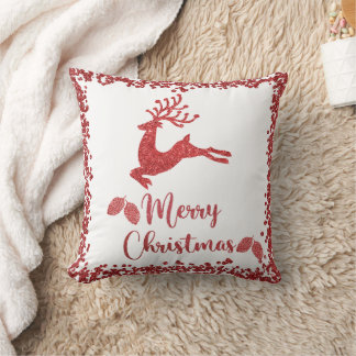 Coussin Parties scintillant rouge renne - joyeux noël