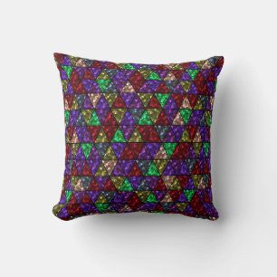 Coussin Parties scintillant. Rouge, vert, violet.