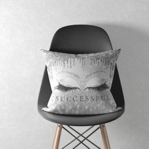 Coussin Parties scintillant Silver Grey Eyelashes Gris ré