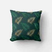 Coussin Parties scintillant verte et or sur Feuilles tropi (Recto)