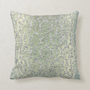 Coussin Parties scintillantes métalliques d'argent vert e