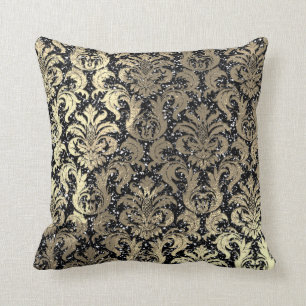 Coussin Parties scintillantes noires métalliques d'or de