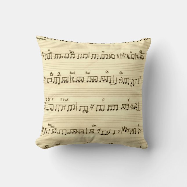 Coussin Partition manuscrite Chanson de musique ivoire (Recto)